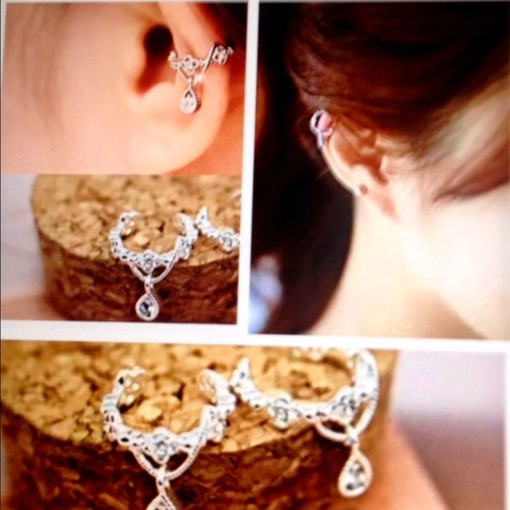 🎉NEW🎉 Silver with Dangling Rhinestone Cuff NIP - Picture 2 of 4